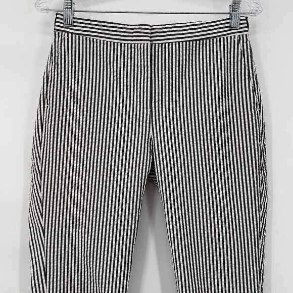 ZARA Women’s Black & White Striped Slim Fit Ankle Pants Size M - Picture 2 of 13